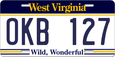 WV license plate OKB127