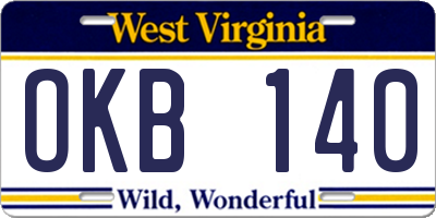 WV license plate OKB140
