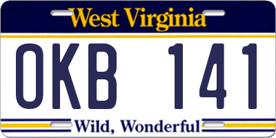 WV license plate OKB141