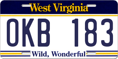 WV license plate OKB183