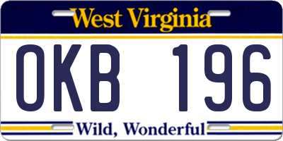 WV license plate OKB196