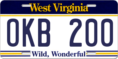 WV license plate OKB200