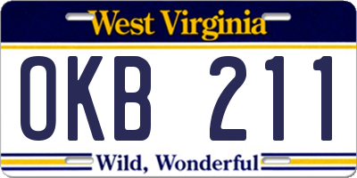 WV license plate OKB211