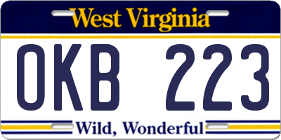 WV license plate OKB223