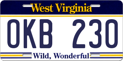 WV license plate OKB230