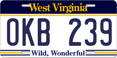 WV license plate OKB239