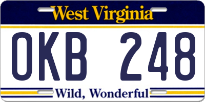 WV license plate OKB248