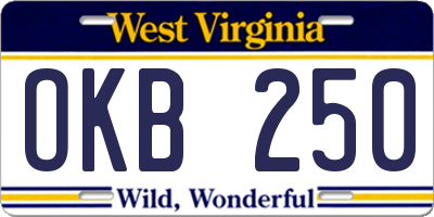 WV license plate OKB250