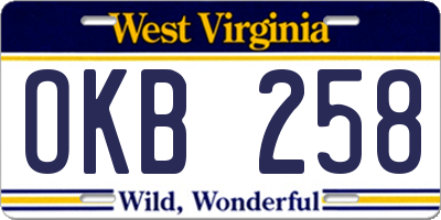 WV license plate OKB258