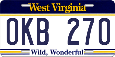 WV license plate OKB270