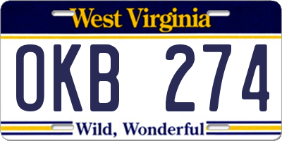 WV license plate OKB274
