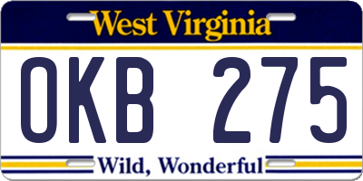 WV license plate OKB275