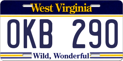 WV license plate OKB290