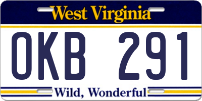 WV license plate OKB291