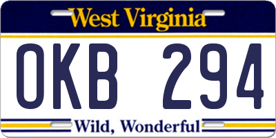 WV license plate OKB294