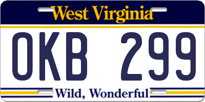 WV license plate OKB299