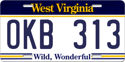 WV license plate OKB313