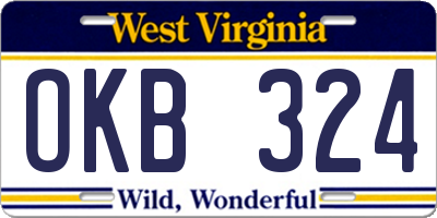 WV license plate OKB324