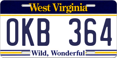 WV license plate OKB364