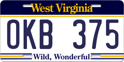 WV license plate OKB375