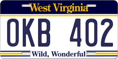 WV license plate OKB402