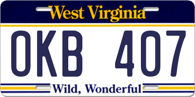WV license plate OKB407