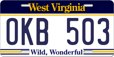 WV license plate OKB503