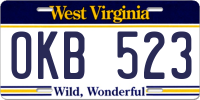 WV license plate OKB523