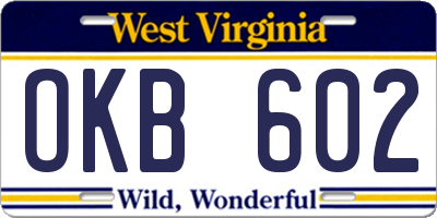 WV license plate OKB602