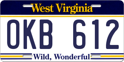 WV license plate OKB612