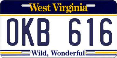 WV license plate OKB616