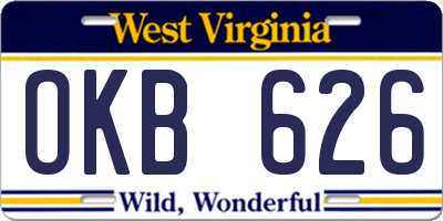 WV license plate OKB626