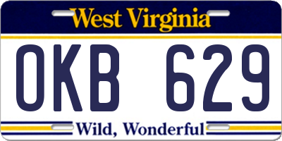 WV license plate OKB629
