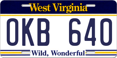 WV license plate OKB640