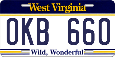 WV license plate OKB660