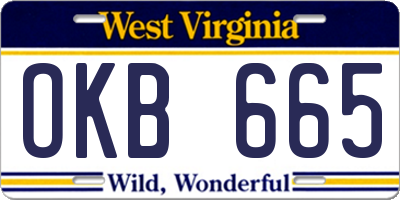 WV license plate OKB665