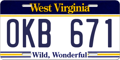WV license plate OKB671
