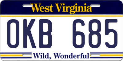 WV license plate OKB685