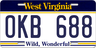 WV license plate OKB688