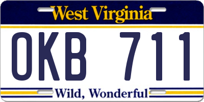 WV license plate OKB711