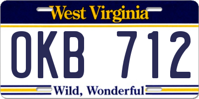 WV license plate OKB712