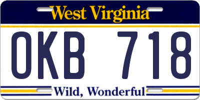 WV license plate OKB718