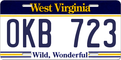 WV license plate OKB723
