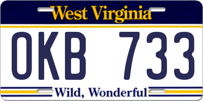 WV license plate OKB733