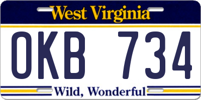 WV license plate OKB734