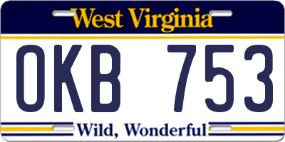 WV license plate OKB753