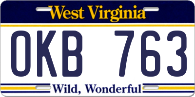 WV license plate OKB763