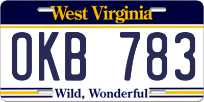 WV license plate OKB783