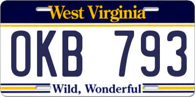 WV license plate OKB793