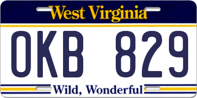 WV license plate OKB829